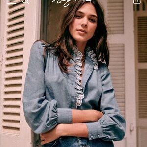 Sezane Chlo Shirt in Chambray Blue